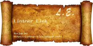 Lintner Elek névjegykártya